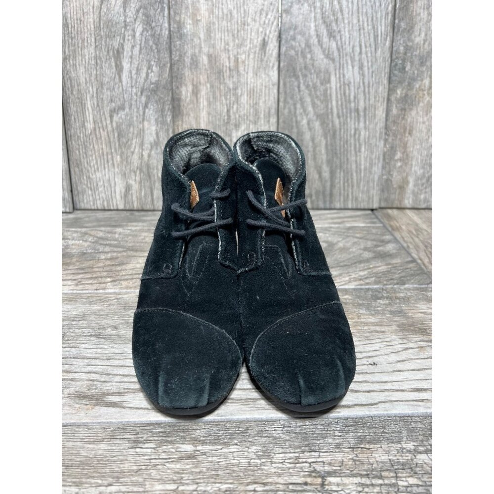 Toms Black Desert Wedge Ankle Bootie 300513 Suede Leather 7 Boho Casual - Picture 3 of 8